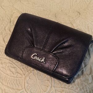 Coach Dark Leather Wallet with Logo